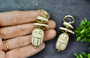 Egyptian Scarab Earrings - Natural Colouring