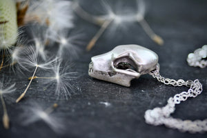 Silver Fruit Bat Skull Necklace