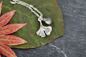 Labradorite and Gingko Leaf Necklace
