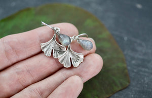 Gingko Leaf and Labradorite Earrings