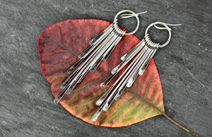 Silver Statement Fringe Earrings - covered in a 18k white gold