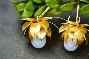 Opalite Flower Gold Earrings