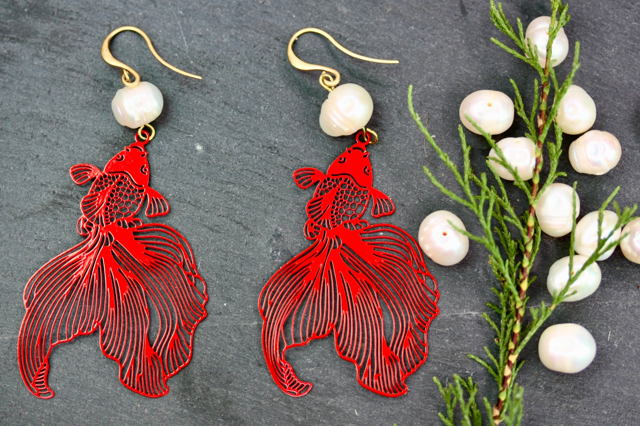 Koi Fish Pearl Earrings