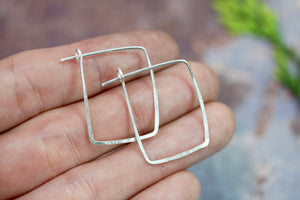 Square Sterling Silver Hoop Earrings