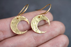 Moon Raw Brass Earrings