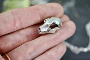 Silver Fruit Bat Skull Necklace