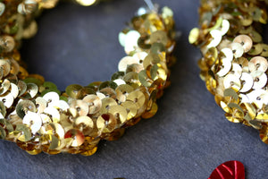 Gold Sequin Hoop Earrings
