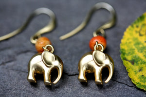 Elephant and Coral Earrings