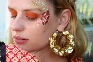 Gold Sequin Hoop Earrings