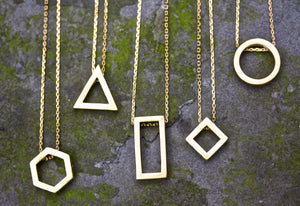 Brass Geometric Necklaces