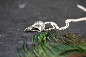 Sterling Silver Small Bird Skull Necklace
