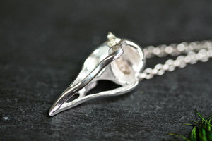 Sterling Silver Small Bird Skull Necklace