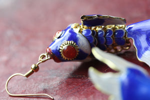Dark Blue Fish Earrings