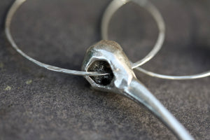 Sparrow bird hoop earrings