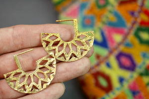 Geometric Half Circle Brass Earrings