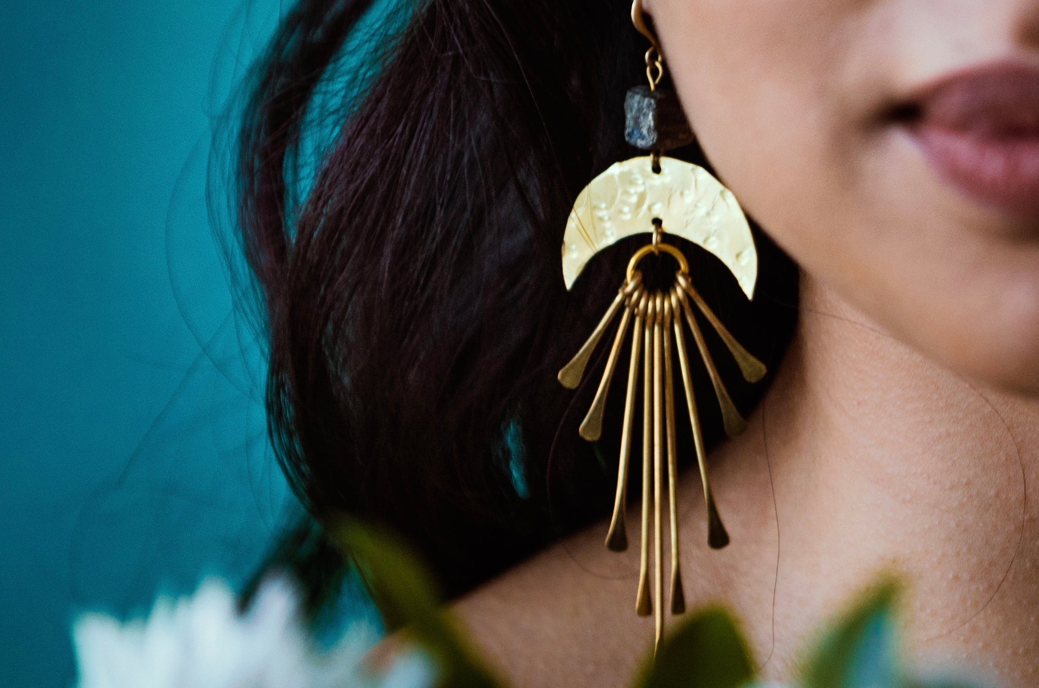Large Fringe Earrings with Hematite Palomita Jewellery